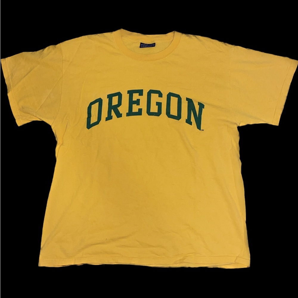 Large yellow and green Oregon tee shirt